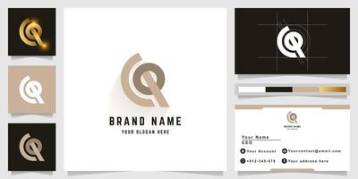 Letter CQ or CR monogram logo with business card design vector
