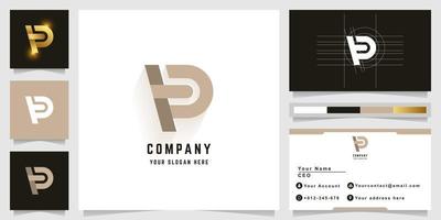 Letter FP or LP monogram logo with business card design vector