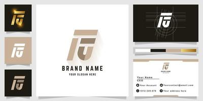Letter Fu or Fa monogram logo with business card design vector