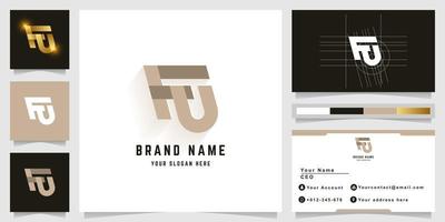 Letter FU or FN monogram logo with business card design vector