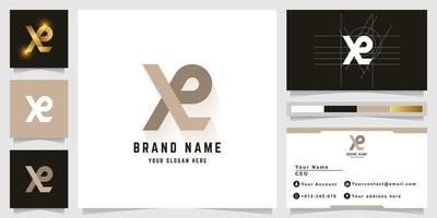 Letter Xe or XR monogram logo with business card design vector