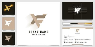 Letter XF or KF monogram logo with business card design vector