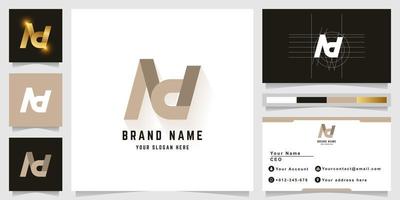 Letter Nd or Ad monogram logo with business card design vector