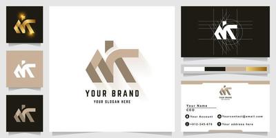 Letter MK or NK monogram logo with business card design vector