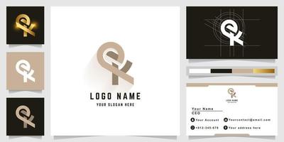 Letter ek or eqk monogram logo with business card design vector