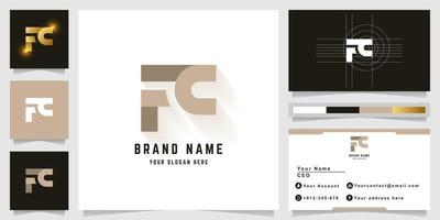 Letter FC or FT monogram logo with business card design vector