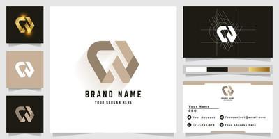 Letter CW or CV monogram logo with business card design vector