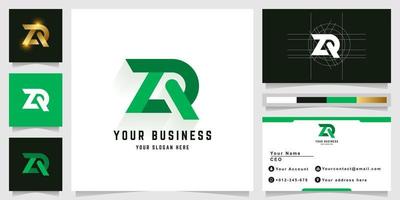 Letter ZQ or ZR monogram logo with business card design vector