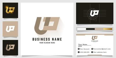 Letter UP or UO monogram logo with business card design vector