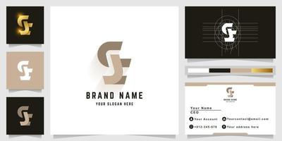 Letter St or SJt monogram logo with business card design vector