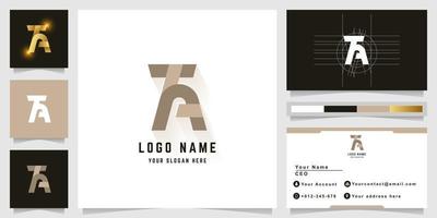 Letter TA or FA monogram logo with business card design vector