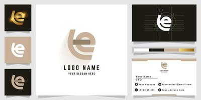 Letter te or He monogram logo with business card design vector