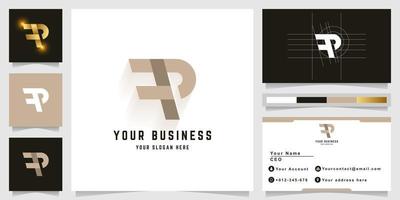 Letter FP or TP monogram logo with business card design vector