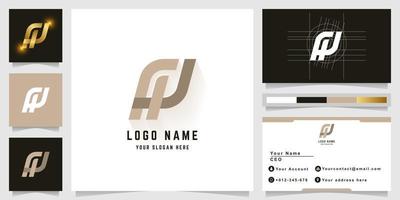 Letter Hw or AJ monogram logo with business card design vector