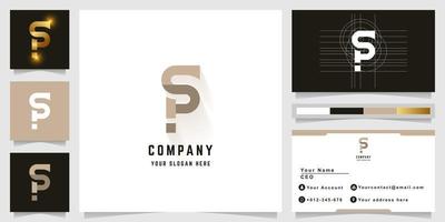 Letter iS or pS monogram logo with business card design vector