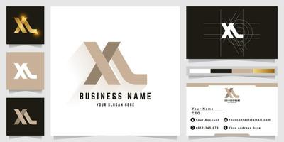 Letter XL or XR monogram logo with business card design vector