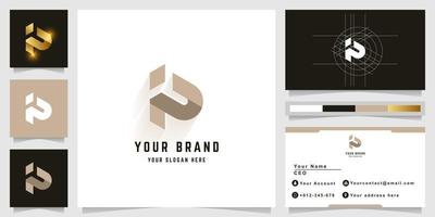 Letter iN or iP monogram logo with business card design vector