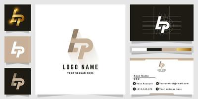 Letter tP or LP monogram logo with business card design vector