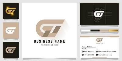 Letter GW or CT monogram logo with business card design vector