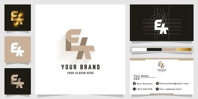 Letter EK or FA monogram logo with business card design vector