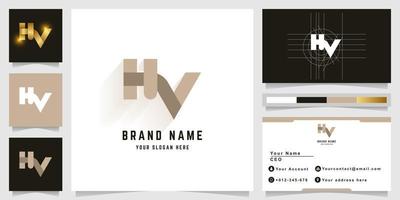 Letter HV or HN monogram logo with business card design vector