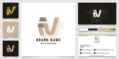 Letter FN or AV monogram logo with business card design vector