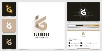 Letter iG or Kb monogram logo with business card design vector