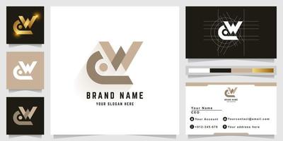 Letter CW or eW monogram logo with business card design vector