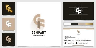 Letter GF or CF monogram logo with business card design vector