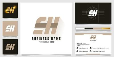 Letter EH or qH monogram logo with business card design vector