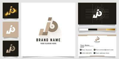 Letter jo or jp monogram logo with business card design vector