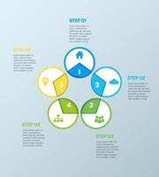 infografía de círculo vectorial, diagrama de ciclo, gráfico, gráfico de presentación. concepto de infografía empresarial con 5 opciones, partes y pasos. procesos infográficos de negocios. concepto creativo para infografía vector