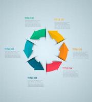 Vector circle arrows infographic. Modern infographic template. Abstract diagram with 6 steps, options, parts, or processes. Vector business template for presentation.