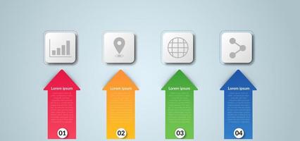 Business Infographic. Modern infographic template. Abstract diagram with 4 steps, options, parts, or processes. Vector business template for presentation. Creative concept for infographic