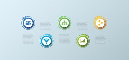 infografía de negocios. vector de diseño de infografías de línea de tiempo. plantilla de opciones de infografía abstracta. ilustración vectorial concepto de negocio con 5 opciones, pasos o procesos.