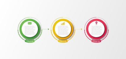 infografía de círculo vectorial, diagrama de ciclo, gráfico, gráfico de presentación. concepto de infografía empresarial con 3 opciones, partes y pasos. procesos infográficos de negocios. concepto creativo para infografía vector