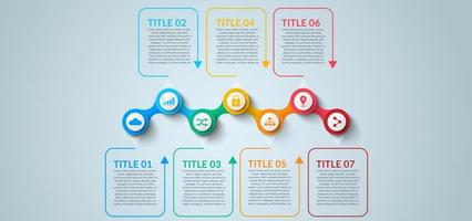 infografía de negocios. vector de diseño de infografías de línea de tiempo. plantilla de opciones de infografía abstracta. ilustración vectorial concepto de negocio con 7 opciones, pasos o procesos.