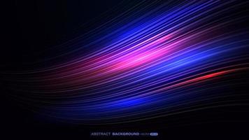 Abstract colorful neon light wavy effect dynamic motion on dark background. Futuristic light effect concept vector