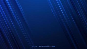 Abstract diagonal blue line striped with light shining and shadow on dark blue background vector