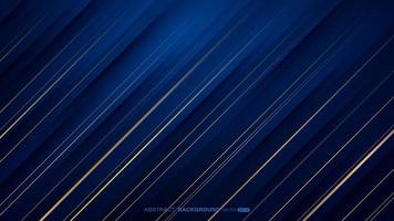 Abstract diagonal gold line striped with light shining on dark blue background vector