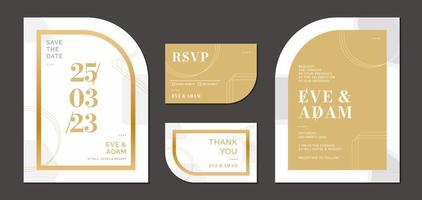 tarjeta de invitación de boda casual moderna dorada vector
