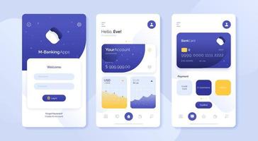 Purple-Blue Gradient with Yellow Accent M-Banking Apps UI Design Template vector