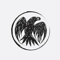 flying raven with circle background vector