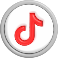 Social media button with red icon inside, Mobile application for sharing with other people 3D render png