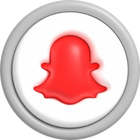 Social media button with red icon inside, Mobile application for sharing with other people 3D render