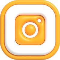 Social media button with yellow icon inside, Mobile application for sharing with other people 3D render png