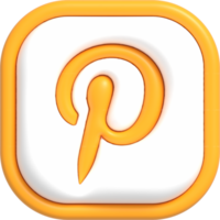 Social media button with yellow icon inside, Mobile application for sharing with other people 3D render png