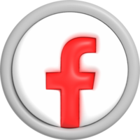 Social media button with red icon inside, Mobile application for sharing with other people 3D render png