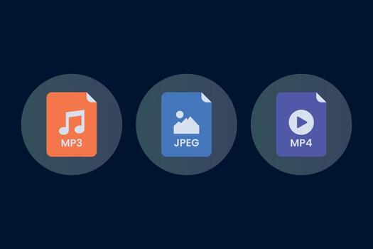 Set of file format icons audio image and video vector
