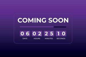 Coming soon text with countdown clock vector